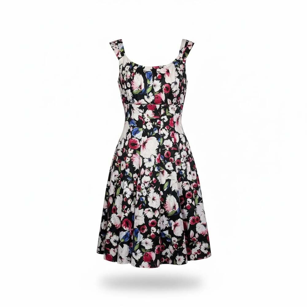 White House Black Market Floral Print Fit & Flare Scoop Neck Dress Size 4
